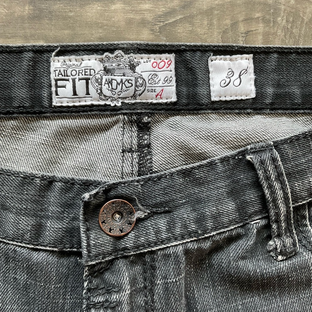 38x34 Akademiks Tailored Fit Jeans Men’s Washed Black Denim Embroidered Pockets - Picture 5 of 12